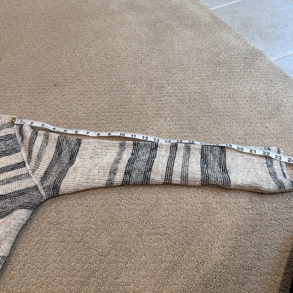 Lucky Brand Cardigan Sweater Boho Stripe Aztec Open Front Neutral MED #7W51782 - Picture 8 of 10